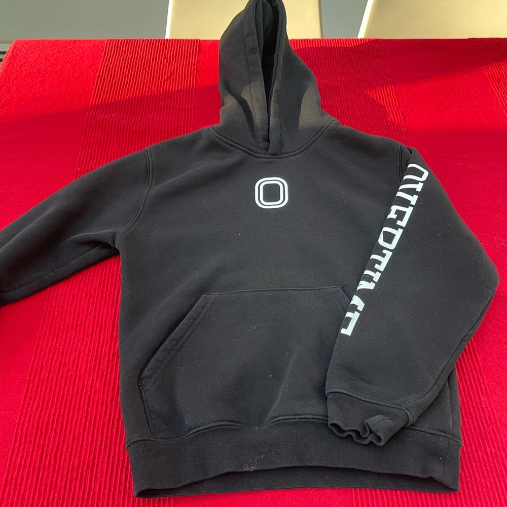 Kids Overtime Black Hoodie with White Lettering